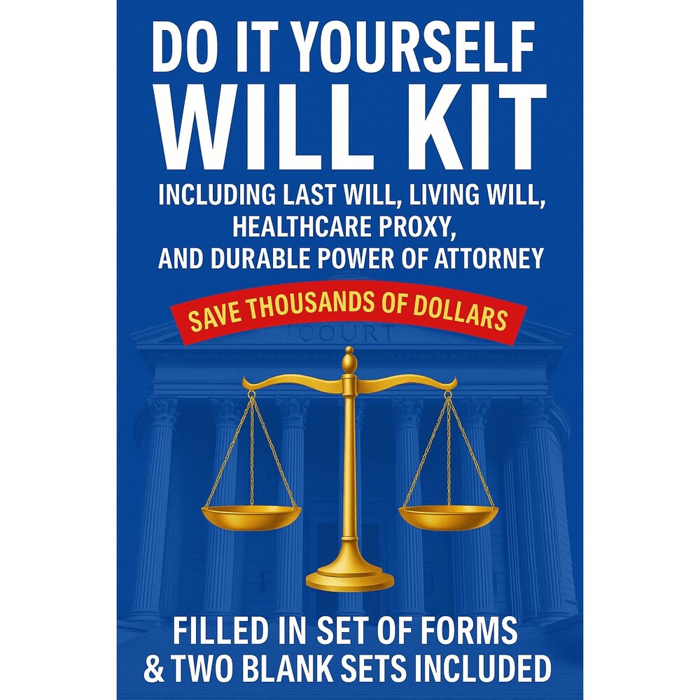 DIY Will Kit, Durable Power of Atty, Living Will Kit, Health Care Proxy Combo